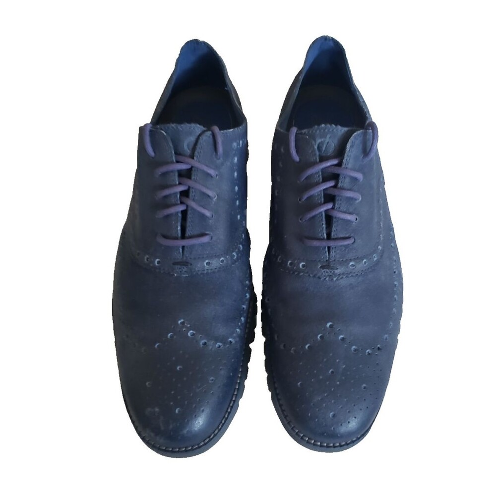 Cole Haan Zerogrand Wing Ox Blue Leather Wingtip Brogue Oxford Shoes Men's 11.5M - Picture 5 of 11